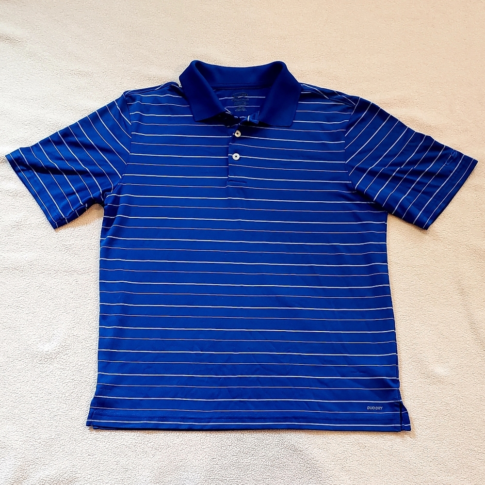Champion Golf Polo in Blue Stripes, Mens Size M